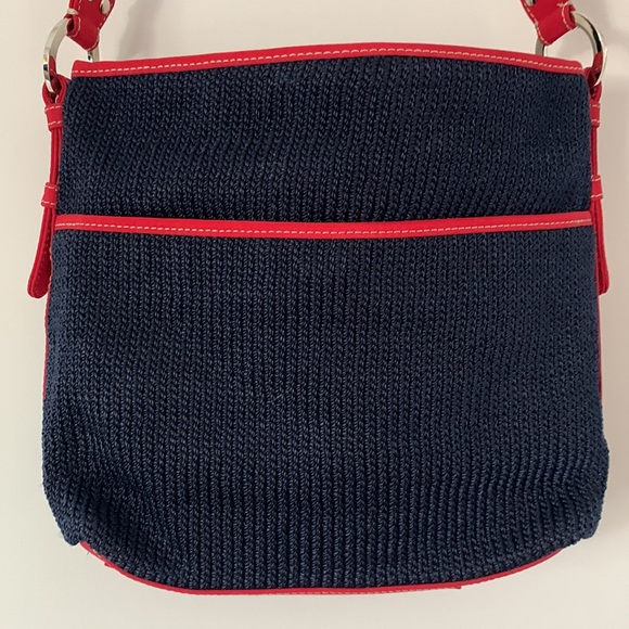 THE SAK Navy Blue w/ Red trim and silver accent, knit, shoulder bag. - Picture 9 of 16
